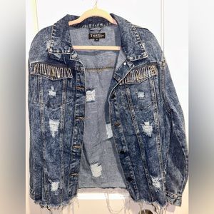 Jean jacket with rhinestones